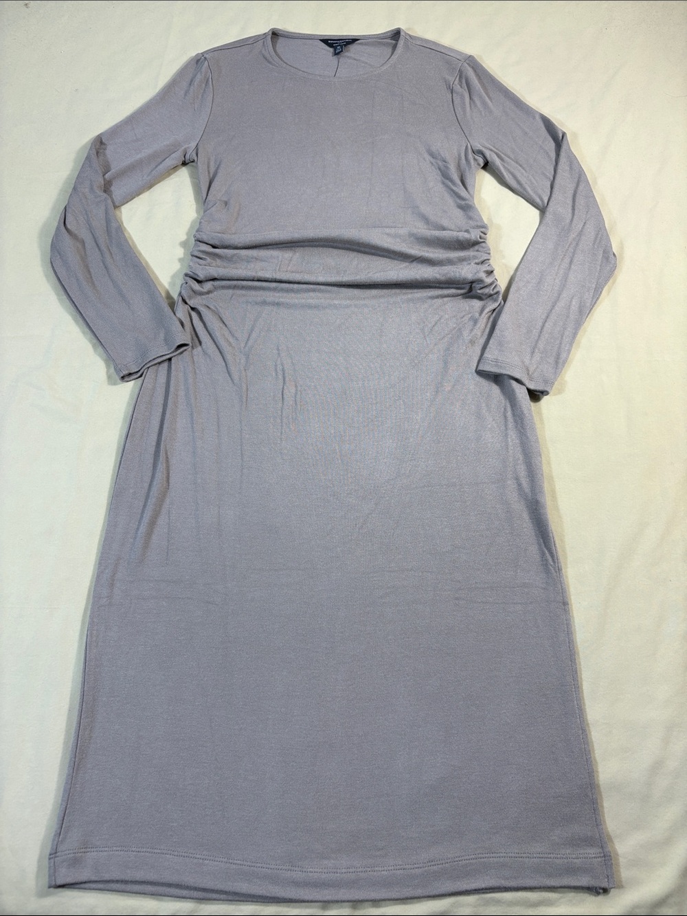 Banana Republic MP Soft Luxe Ruched Maxi Dress Camel Knit Long Sleeve NWT